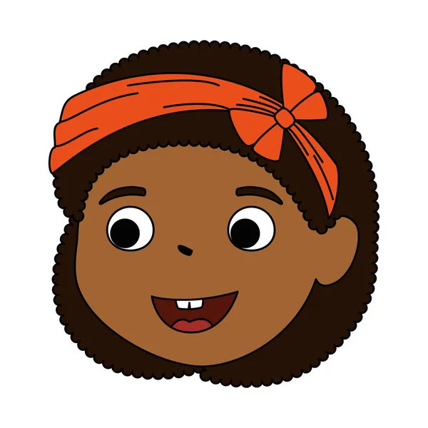 Μικρό κορίτσι μαύρο χαρακτήρα κεφαλής — Διανυσματικό Αρχείο