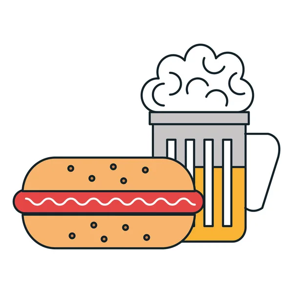 Вкусный бургер с пивом — стоковый вектор