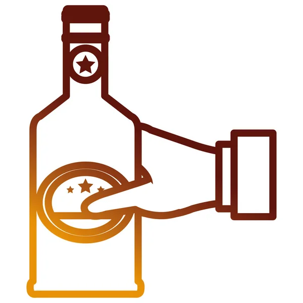 Ręka z butelką whisky drink — Wektor stockowy