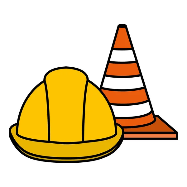 Capacete de construção com cones —  Vetores de Stock