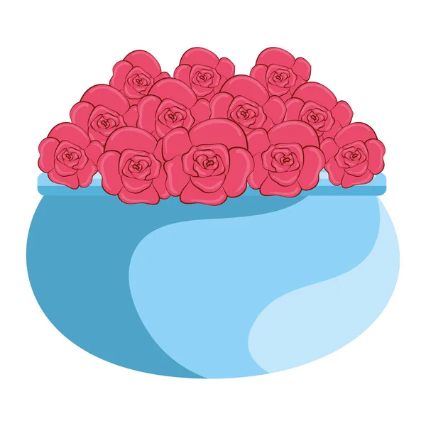Розы в керамическом горшке — стоковый вектор