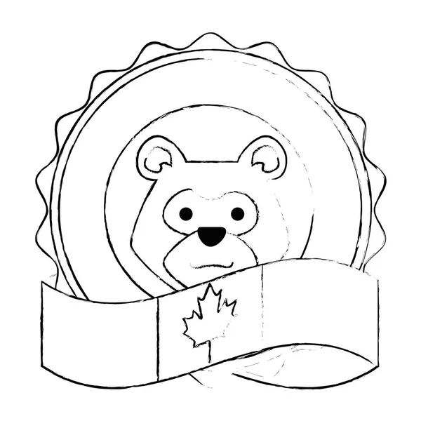 Drapeau canadien avec ours grizzli — Image vectorielle