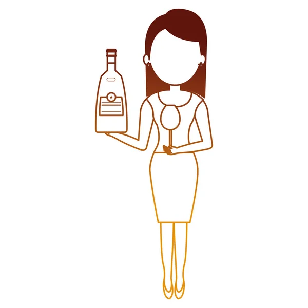 Kobieta z butelką whisky drink — Wektor stockowy