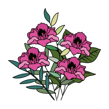 Güzel çiçekler ve yapraklar.