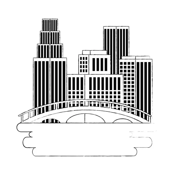 Ciudad de Vancouver con puente burrard — Vector de stock