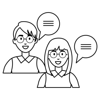 Çift avatarlar konuşan simgesi