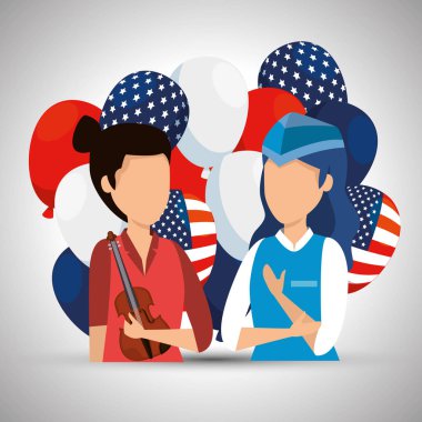 müzisyen ve hostes iş günü için üniforma ile