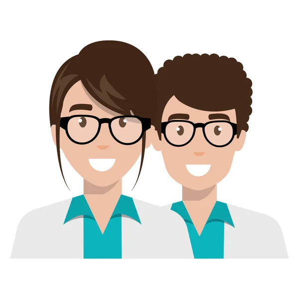 Médicos pareja avatares caracteres — Vector de stock