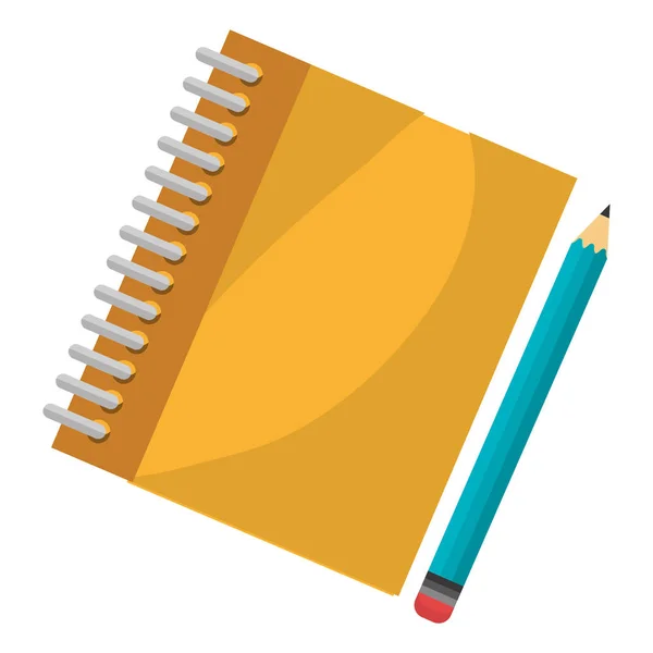 Notebook school with pencil — Stock Vector