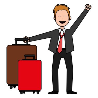 çanta avatar karakter ile mutlu işadamı