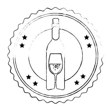 şarap şişesi ve fincan mühür damgası