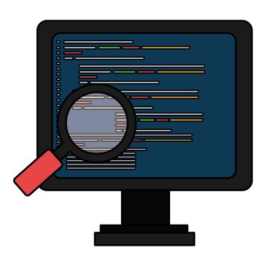 Büyüteç ile bilgisayar ekranı