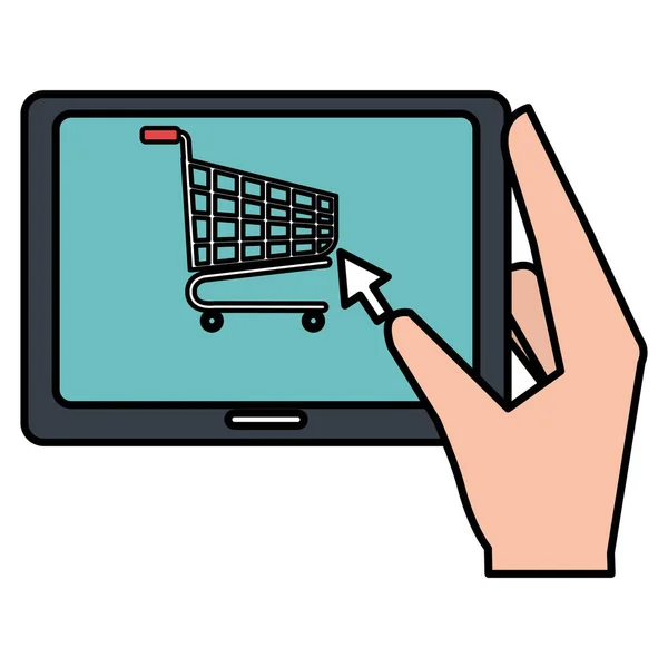 Comercio electrónico con smartphone — Vector de stock