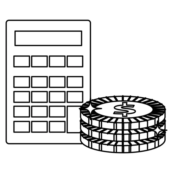 Kalkylator matematik enhet med mynt — Stock vektor