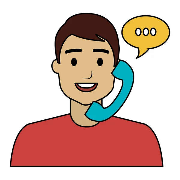 Agente del centro de llamadas con burbuja de teléfono y voz — Archivo Imágenes Vectoriales