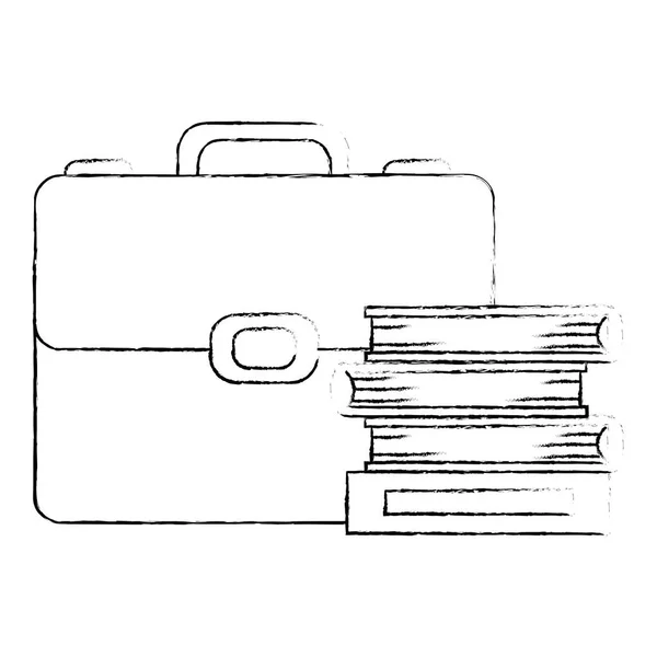 Pile di libri di testo con portafoglio — Vettoriale Stock