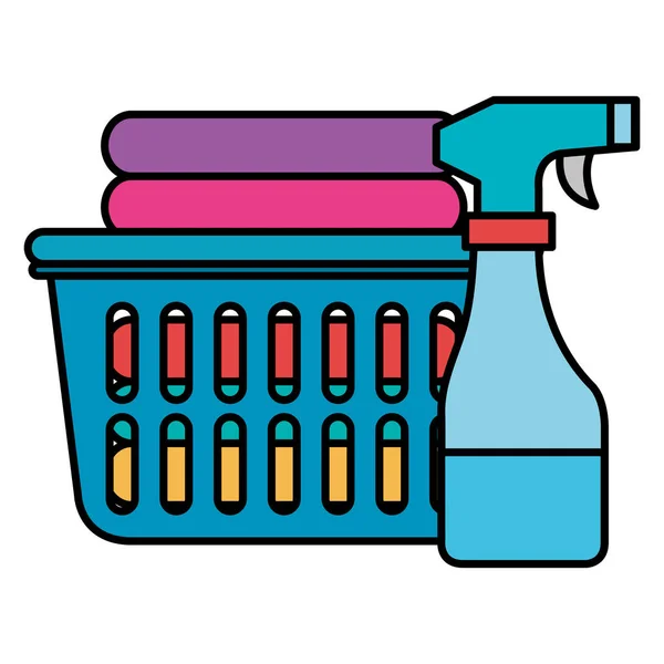 Laundry service basket equipment — Stock Vector