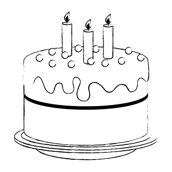 Sladký a lahodný dort se svíčkami — Stockový vektor