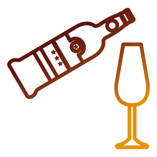 Bouteille de vin avec tasse — Image vectorielle