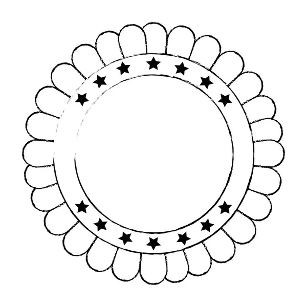 Círculo de encaje con el icono del emblema de estrellas — Vector de stock