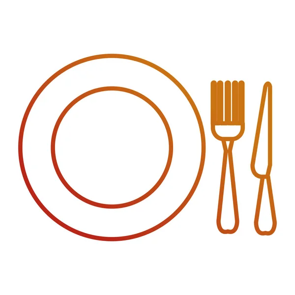 菜用叉子和刀ナイフし、フォークを皿 — 图库矢量图片