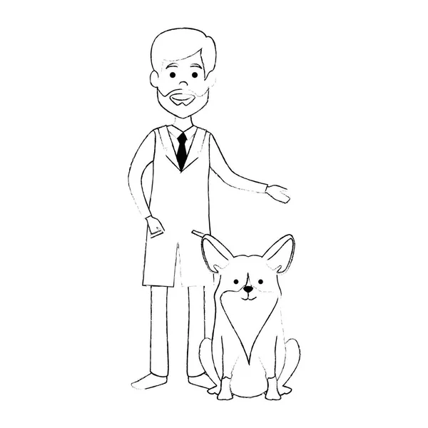 Vétérinaire avec chien avatar caractère — Image vectorielle
