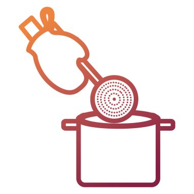 kaşık ve pot ile eldiven mutfak