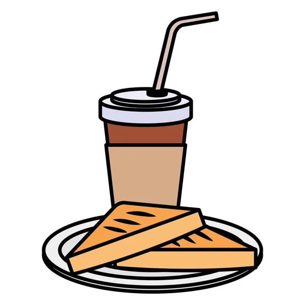 Bebida de café con pan tostado — Vector de stock
