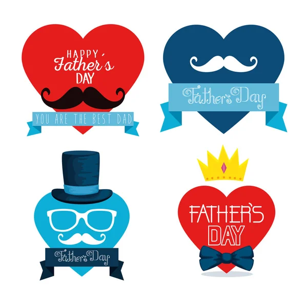 Set heart card decoration to fathers day — Stock Vector