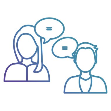 konuşma balonları ile genç Çift