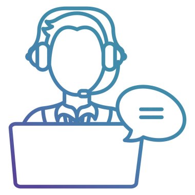 kulaklık ve dizüstü bilgisayar ile çağrı merkezi Agent