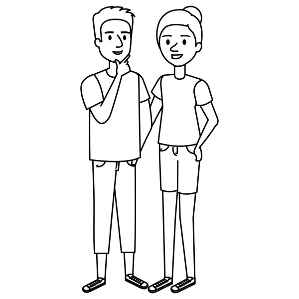 Icônes de personnages avatar couple — Image vectorielle