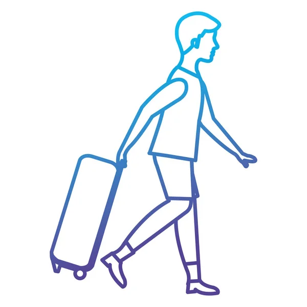 Jeune homme avec valise de voyage — Image vectorielle