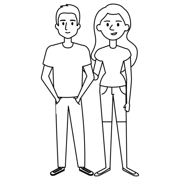 Icônes de personnages avatar couple — Image vectorielle