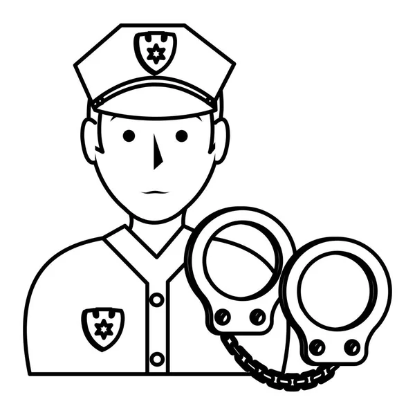 Police officer with handcuffs character — Stock Vector