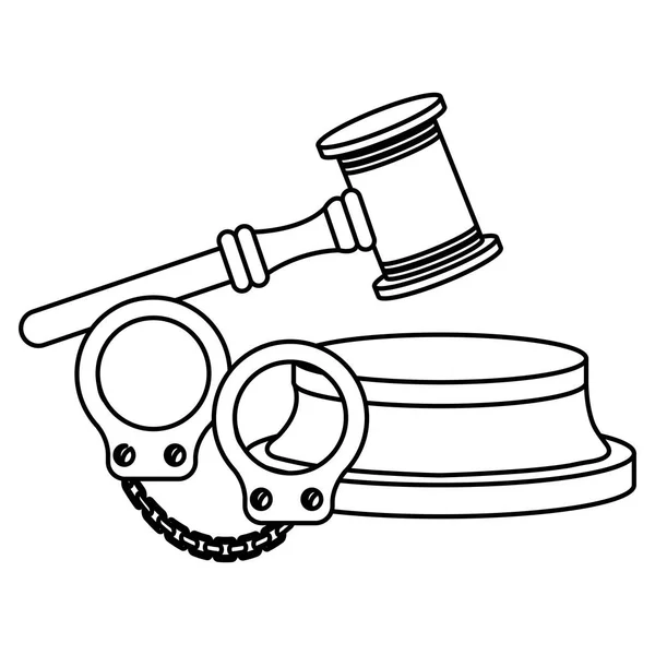 Justice hammer with handcuffs — Stock Vector