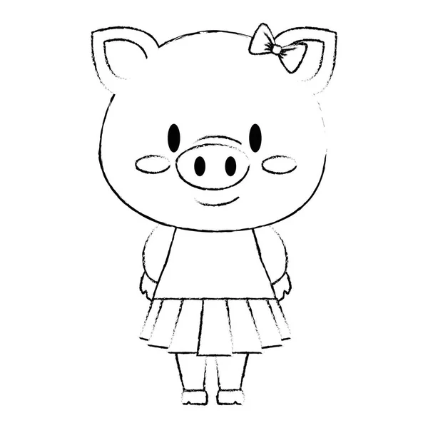 可爱和可爱的女性小猪字符 — 图库矢量图片