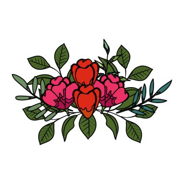 güzel güller ve dekorasyon yapraklar