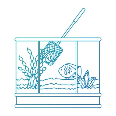 renkleri balık ve balık ağı ile kare akvaryum