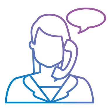 telefon ve konuşma balonu ile çağrı merkezi kadın