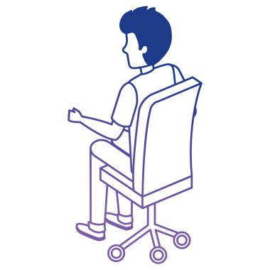 Ofis koltuğu oturan genç adam