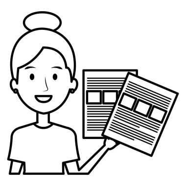 Kağıt belgeleri ile kadın