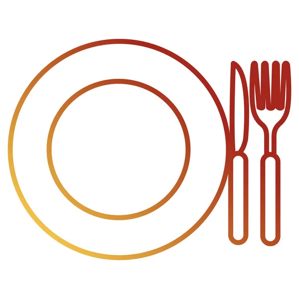 Dish with fork and knife — Stock Vector