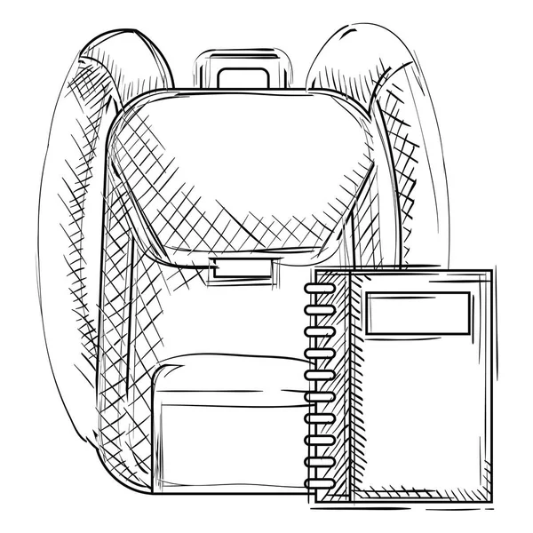 Bolsa escolar com caderno — Vetor de Stock