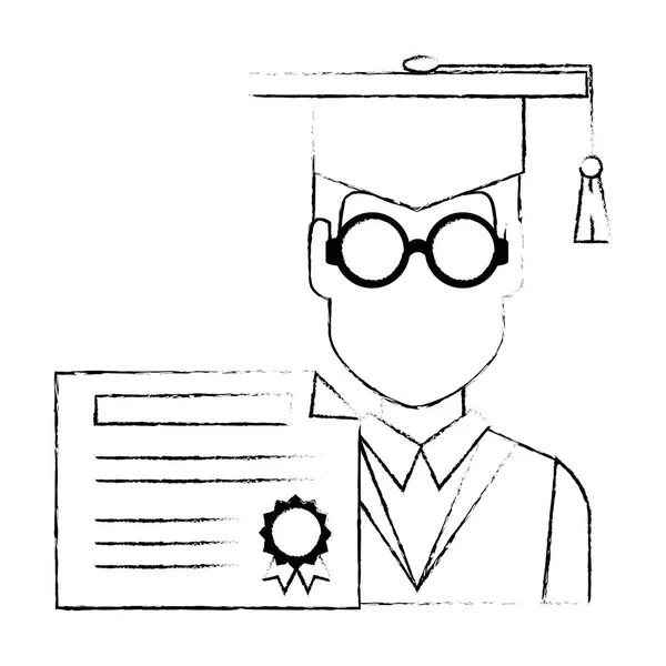 Graduación del estudiante con diploma — Vector de stock