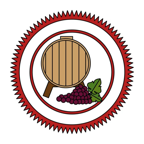 Винна бочка з печаткою кластера винограду — стоковий вектор