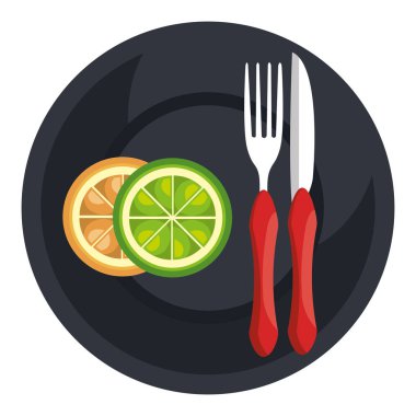 turuncu tabak çatal ve bıçak