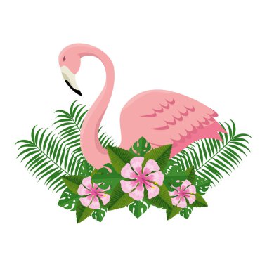 çiçek dekorasyonu ile zarif flamingo kuş