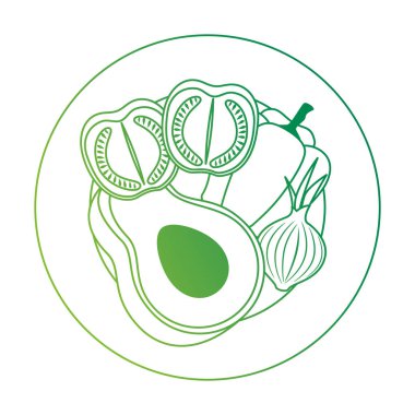 Peper ve domates vejetaryen gıda ile taze avokado