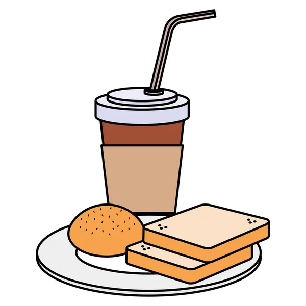Bevanda al caffè con pane — Vettoriale Stock